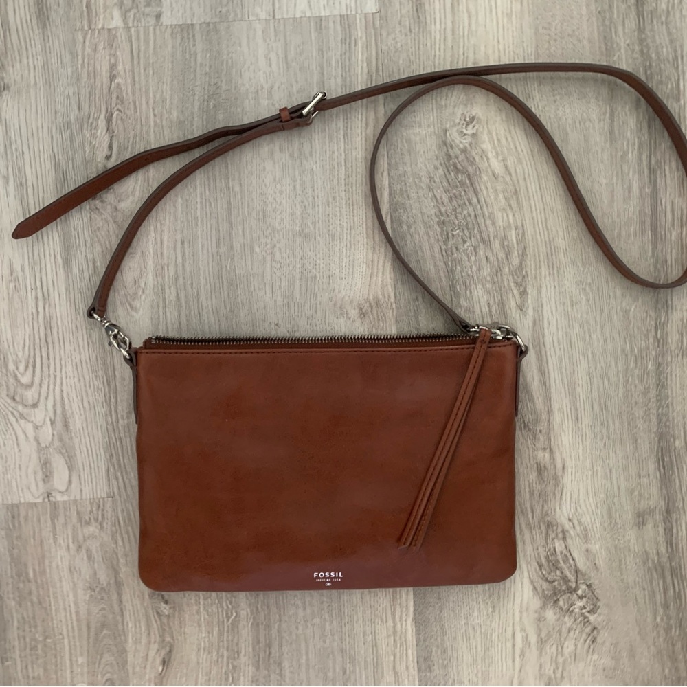 Fossil Tan Leather Shoulder Bag